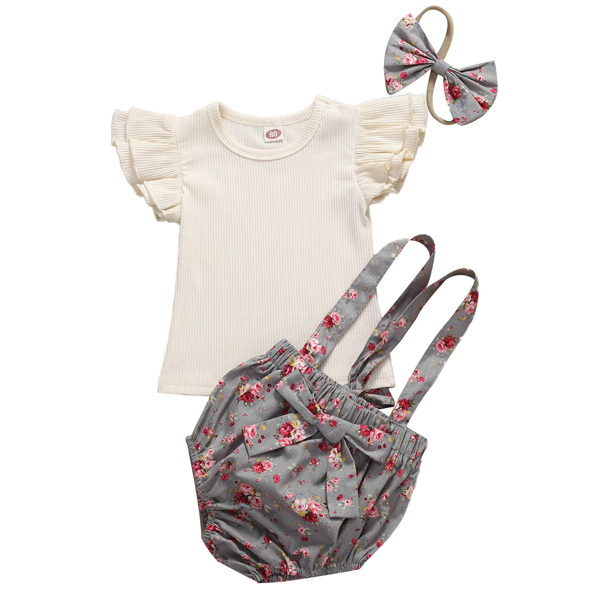 

Детский летний Повседневный Топ с круглым вырезом и шорты с цветочным принтом