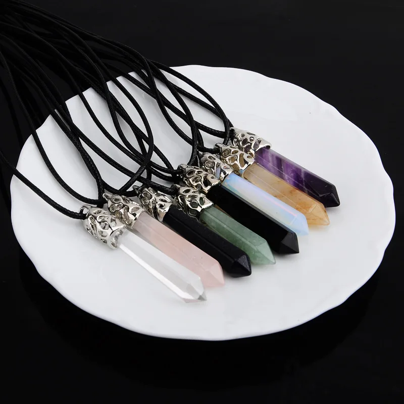 Ожерелье с подвеской из натурального хрусталя ожерелье шестигранной ювелирное