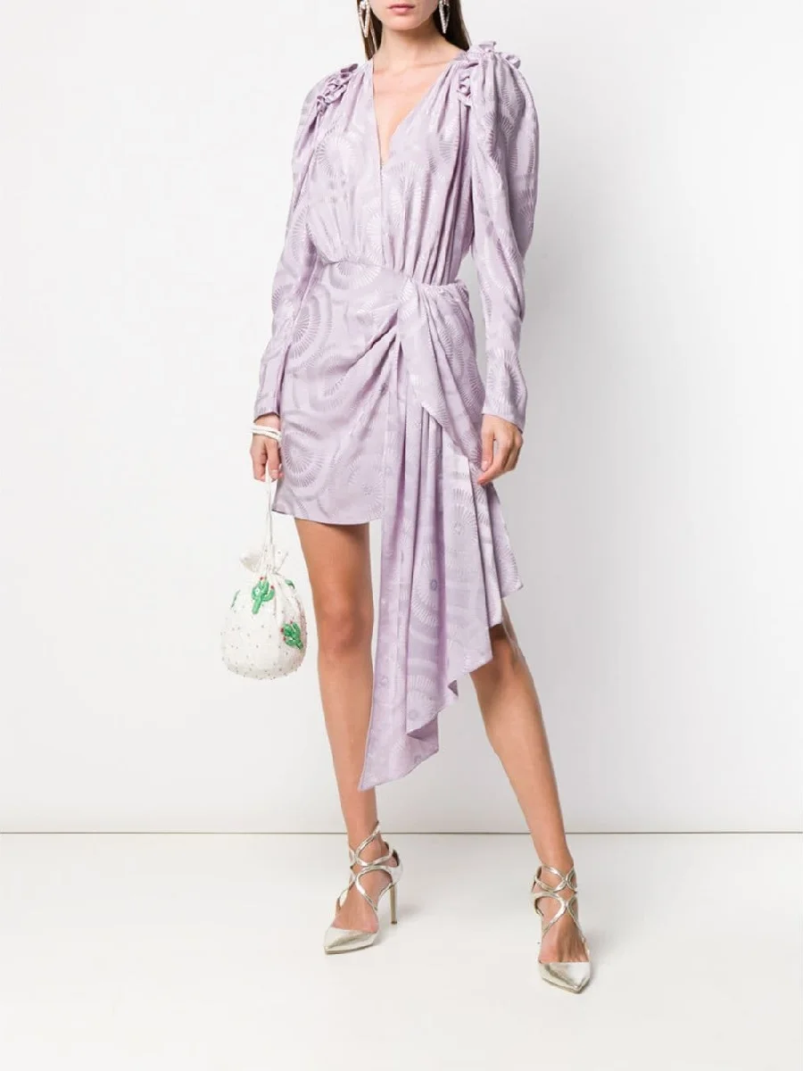 

Женское атласное жаккардовое платье, асимметричное облегающее привлекательное плиссированное платье с объемным рисунком, лето 2020