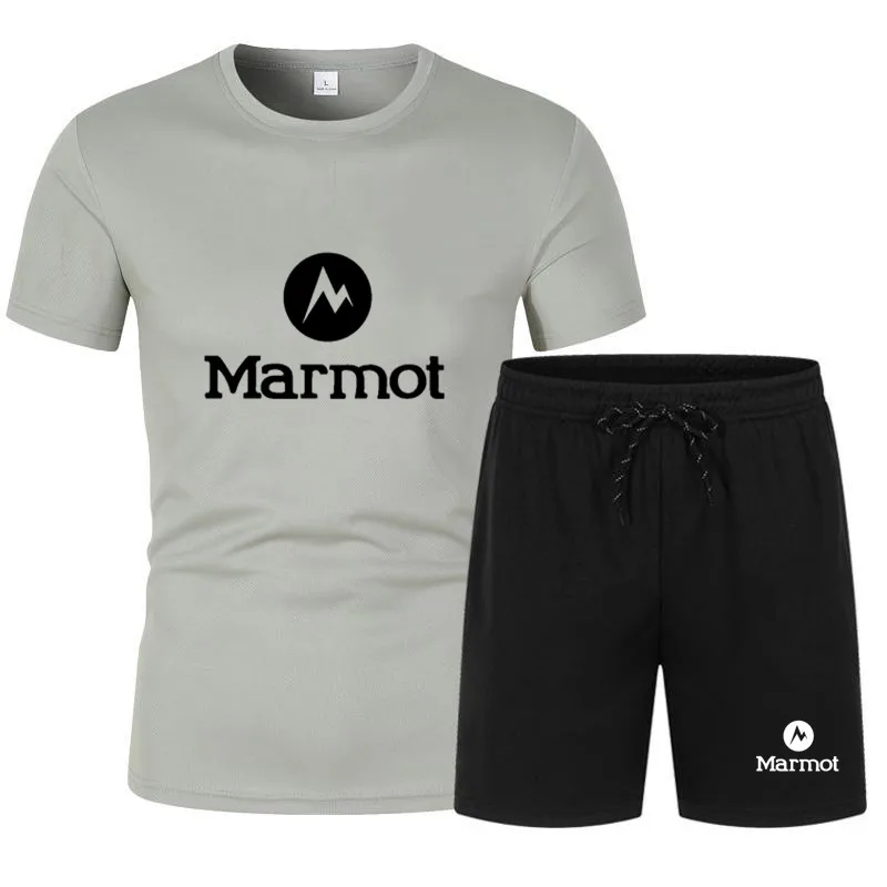 

Summer breathable casual T-shirt running suit new men's T-shirt + shorts suit fashion Harajuku printed men's sports suit