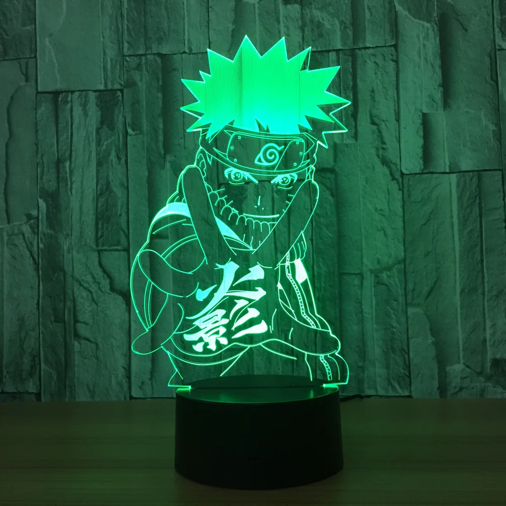 Аниме Наруто лампа Uzumaki СВЕТОДИОДНЫЙ Ночник светильник Sasuke Kakashi Hatake детская