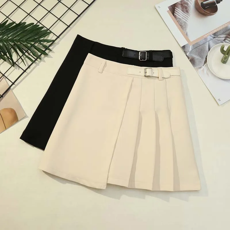 

Irregular Pleated Short Skirt 2021 Summer New High-waist Thin Section Anti-glare Bag Hip Solid Color Skirt