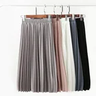 Женская плиссированная юбка, Повседневная Однотонная юбка средней длины с высокой талией, весна-лето 2020