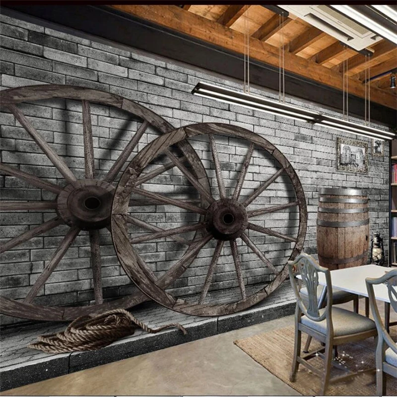 Большие фрески на заказ модное украшение для дома ретро ностальгическое колесо