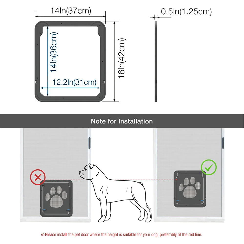 

New Lockable ABS Plastic Pet Screen Door Cat Dog Screen Door Security Flap Door Animal Dog-Tunnel Flap Puppy Dog Cat Gate