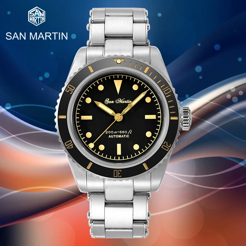 

San Martin Men Watche 38mm 20Bar Diver 6200 Retro Water Ghost Luxury Sapphire YN55A Automatic Mechanical Vintage Luminous Watch