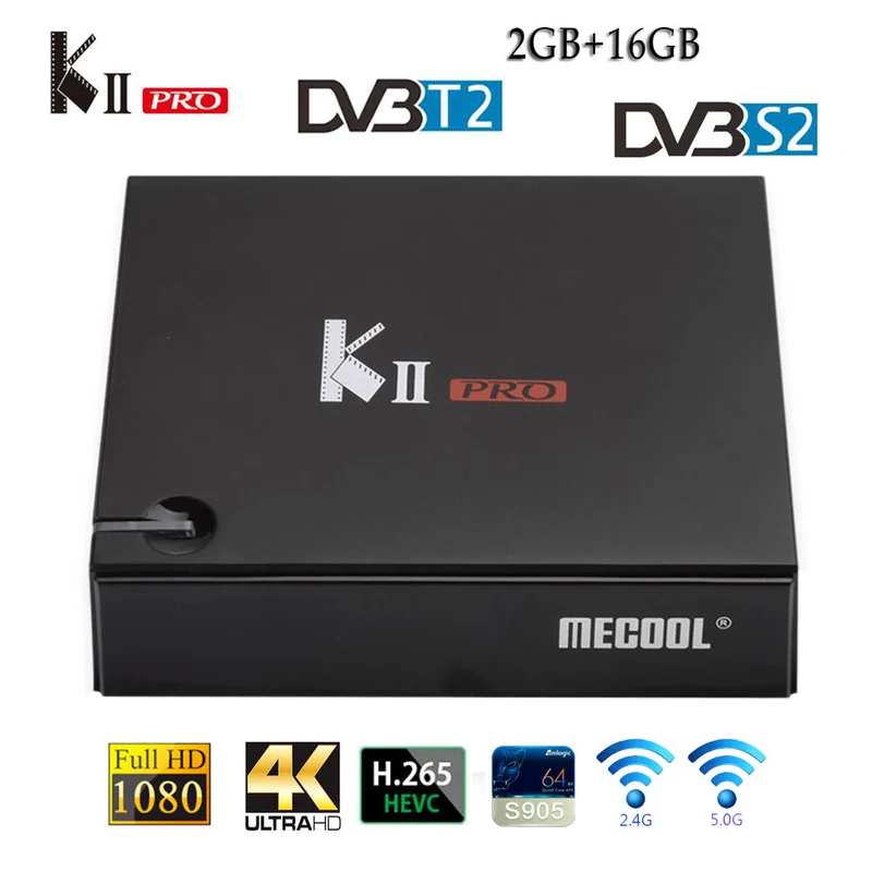 KII PRO декодер DVB-S2 DVB-T2 Android 7,1 Smart tv Box S905d четырехъядерный 2 Гб 16 Гб K2 pro 4K медиаплеер dvb t2 s2 двойной Wifi BT4.0