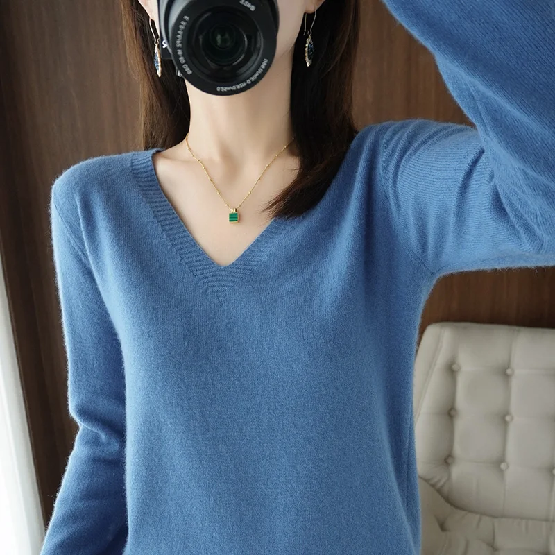 

Осенне-зимний кашемировый свитер, женские теплые трикотажные свитера и джемперы, модные корейские свободные топы с длинным рукавом