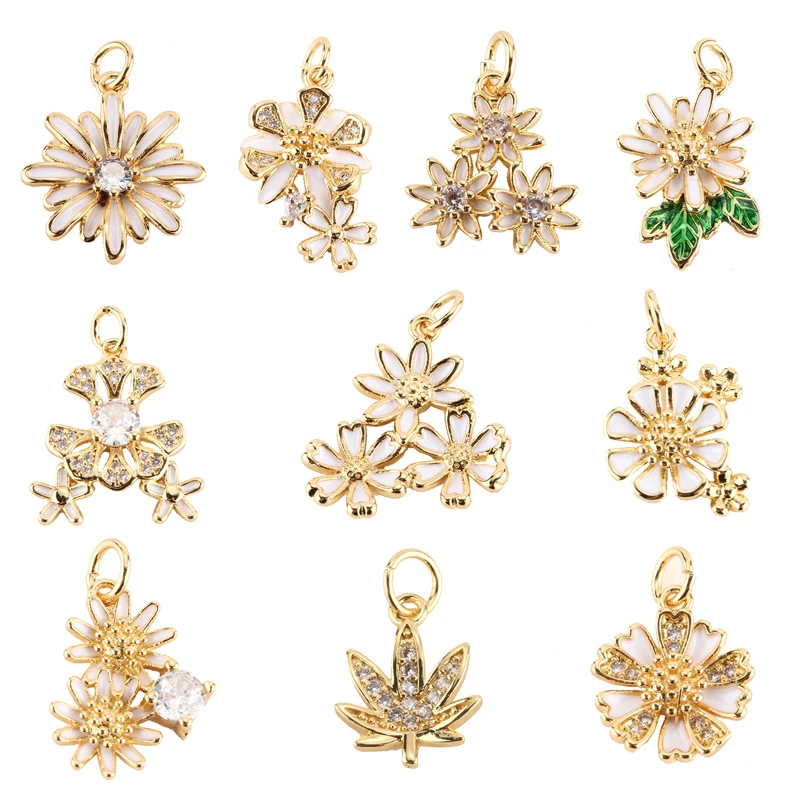 Очаровательные шармы для изготовления ювелирных изделий золотые цветы ромашки