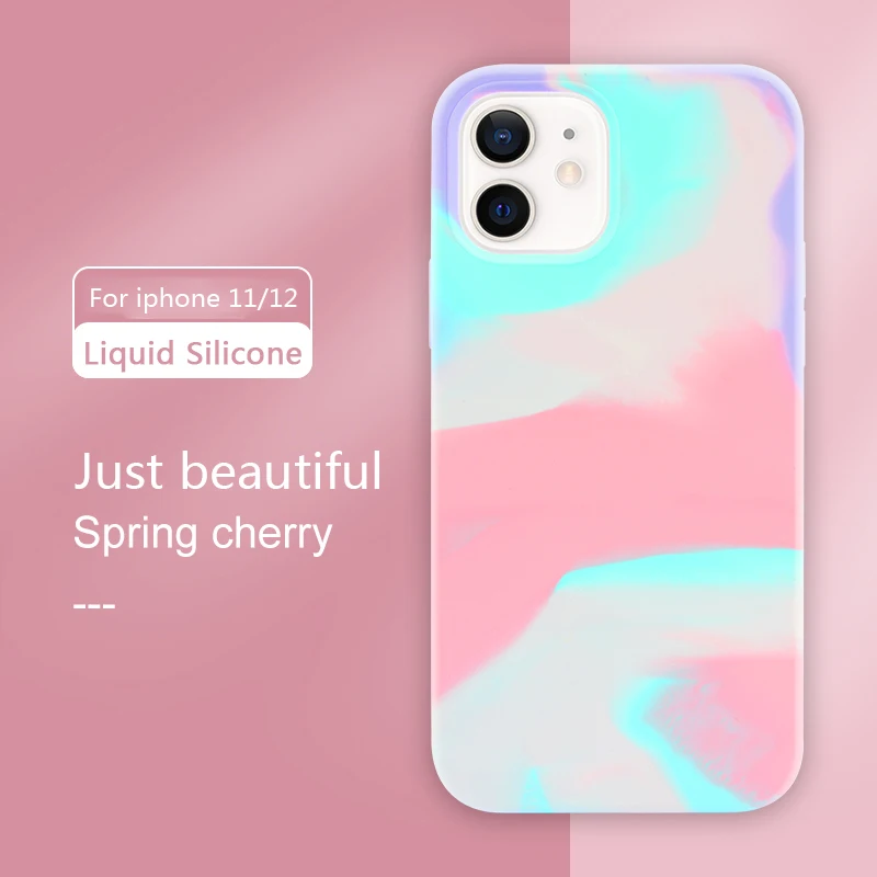 

Новинка, жидкий силиконовый чехол с акварелью для iphone 12 Pro Max Touch, гладкие Защитные чехлы для iphone 11 Pro Max 12 Mini