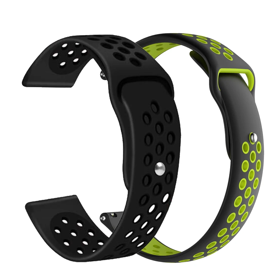 2 шт./упак. силиконовые ремешки для часов Ремешок для Huami Amazfit Bip наручный ремешок для часов для amazfit pace stratos 2s GTS GTR 42/47 мм браслет - Цвет: black-blackgreen