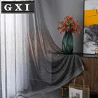 Роскошные градиентные серые тюлевые оконные шторы GXI с золотыми блестками, прозрачные Занавески для гостиной, вуаль, занавески