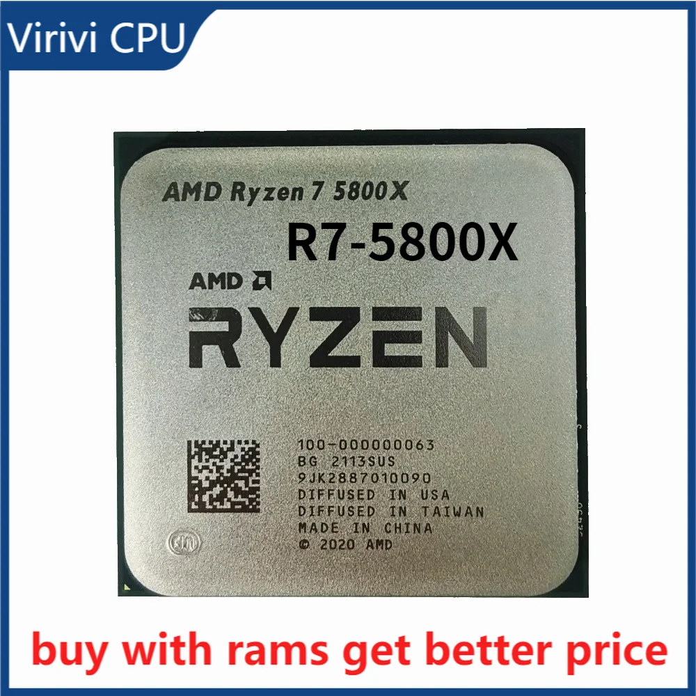 

AMD Ryzen 7 5800X R7 5800X 3.8 GHz Eight-Core 16-Thread CPU Processor 7NM L3=32M 100-000000063 Socket AM4 without cooler