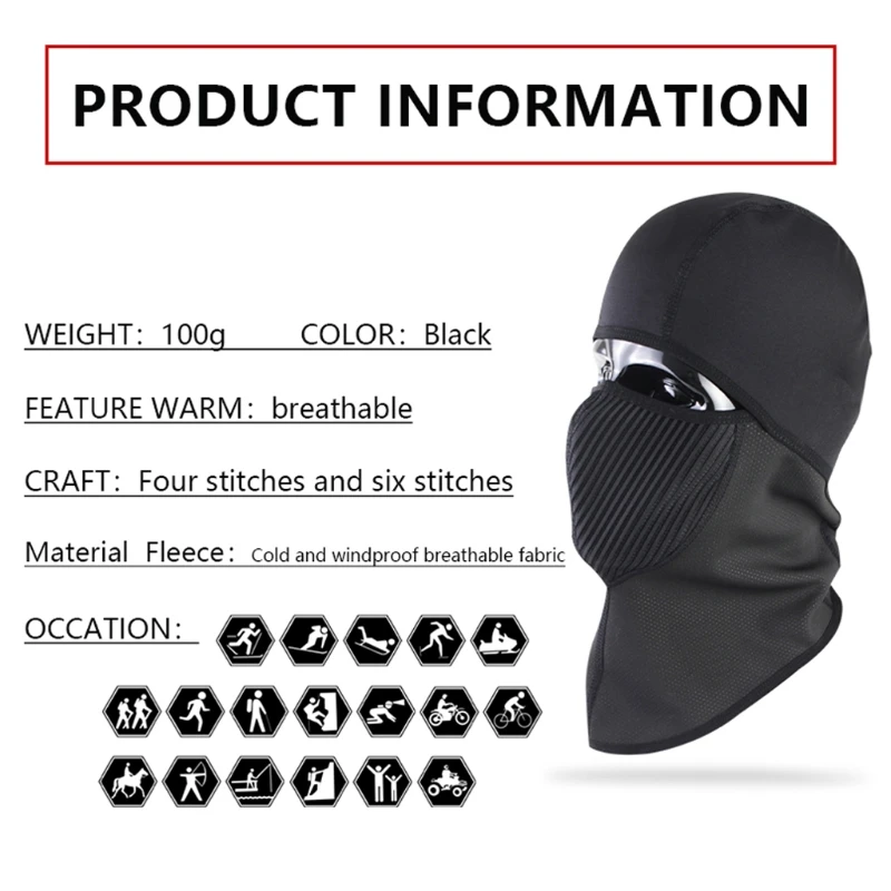 

P82B Winter Warm Fleece Hat Electric Motorcycle Full Face Cover Helmet Liner Head Shield Hat Waterproof Windproof