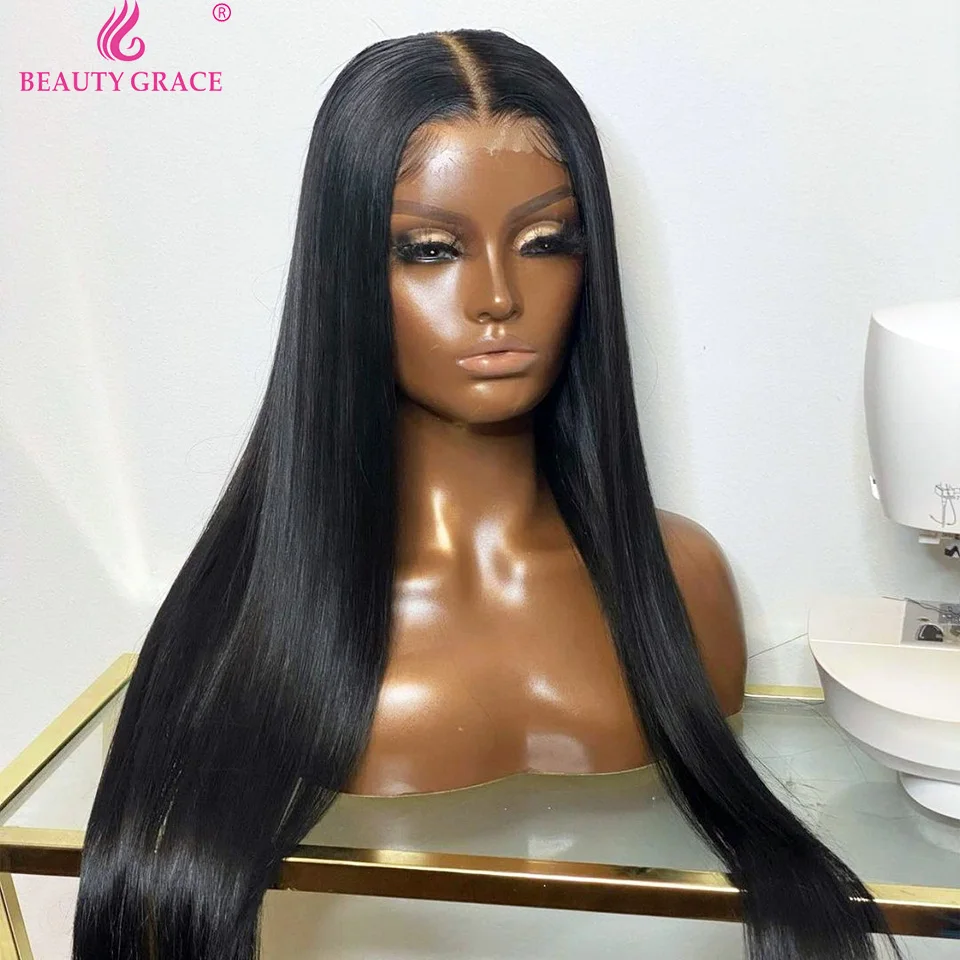 

Straight Lace Front Wig Brazilian Human Hair Wigs For Women Transparent 4X4 Lace Clousre Wigs 30 Inch Lace Frontal Wig