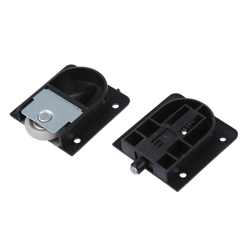 

New Wardrobe Black Plastic Plate 25mm Dia Wheel Sliding Door Roller