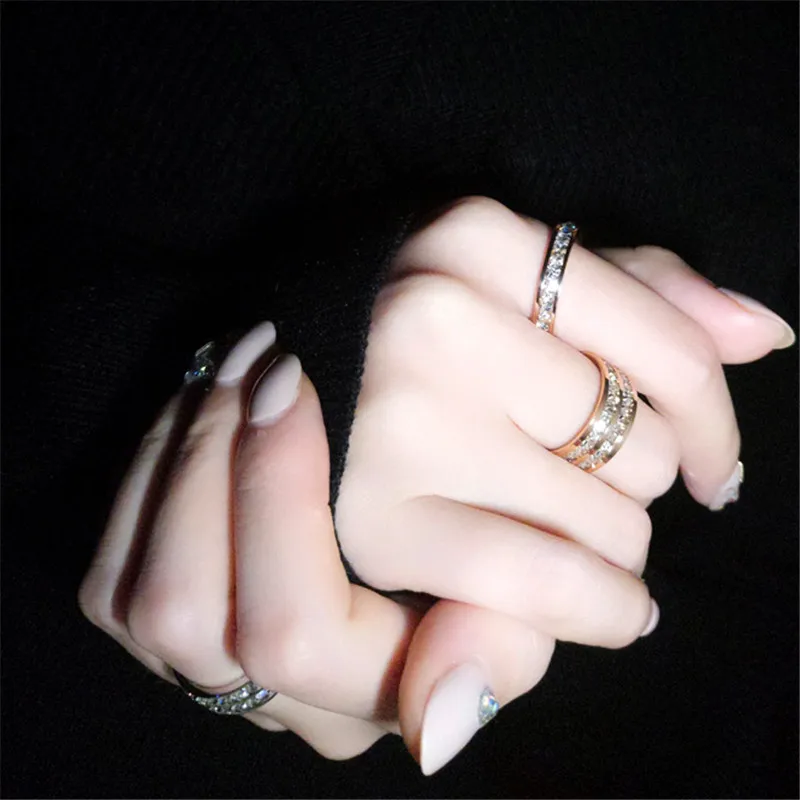 YUN RUO великолепное кольцо с кубическим цирконием свадебное розовое золото модные