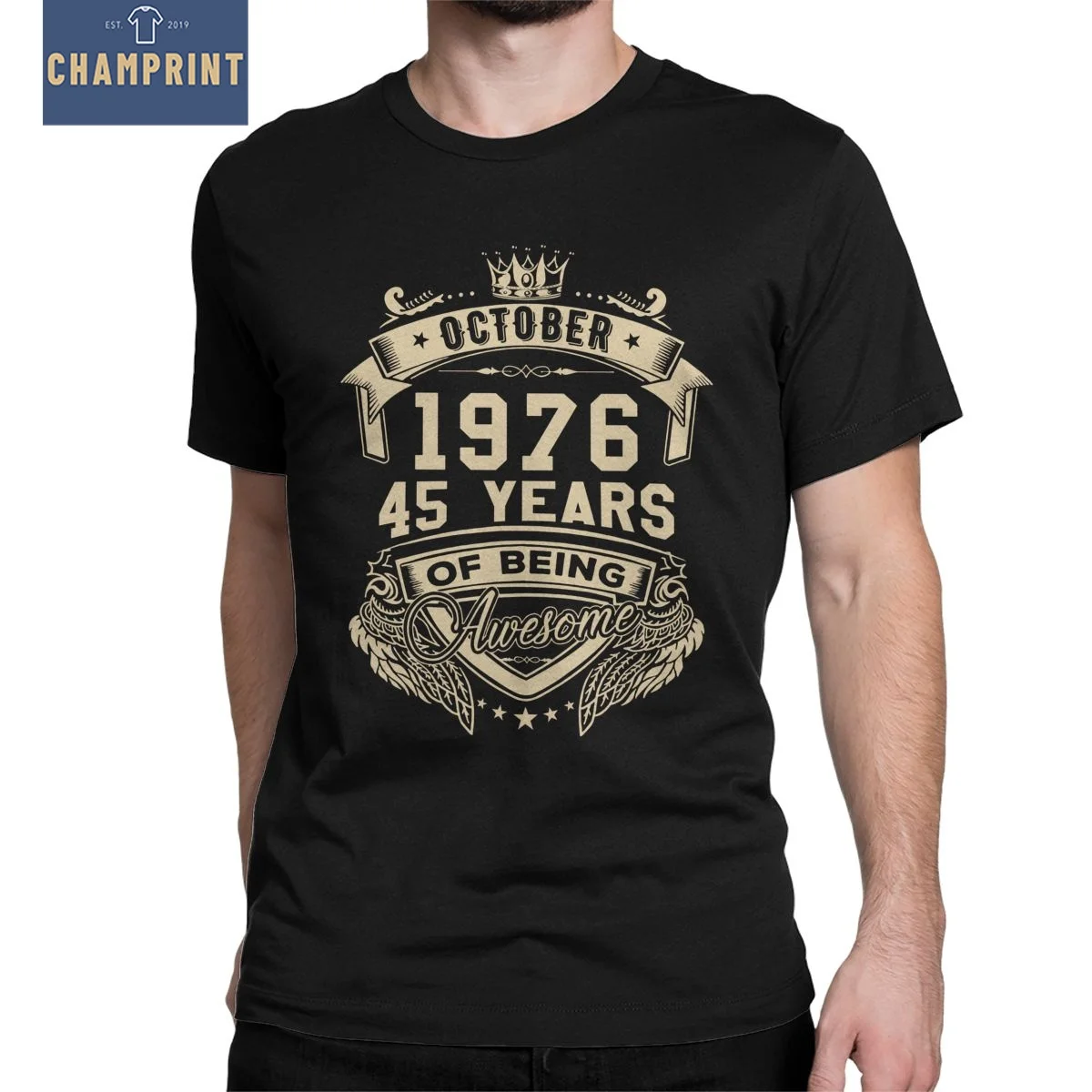 

Born In October 1976 45 Years Of Being Awesome Limited T-Shirt for Men Pure Cotton T Shirt 45th Birthday Tees Gift Idea Clothes