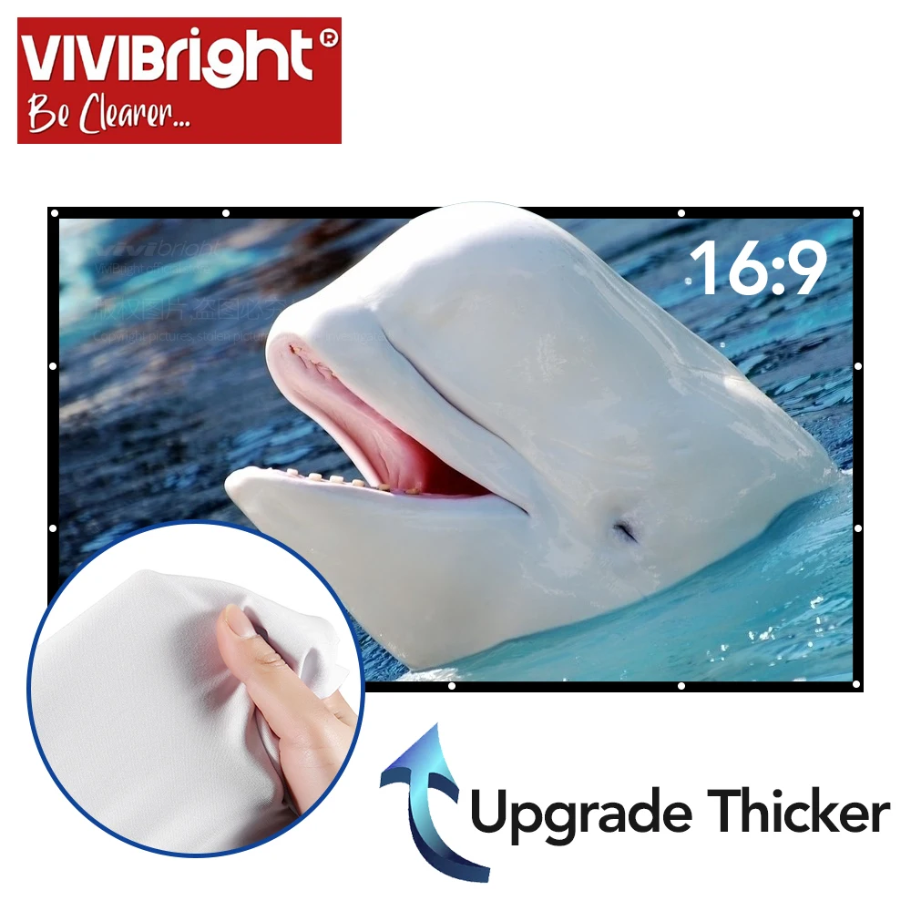 Обновленный более толстый экран для проектора VIVIBRIGHT дополнительно 100/120/133 дюйма