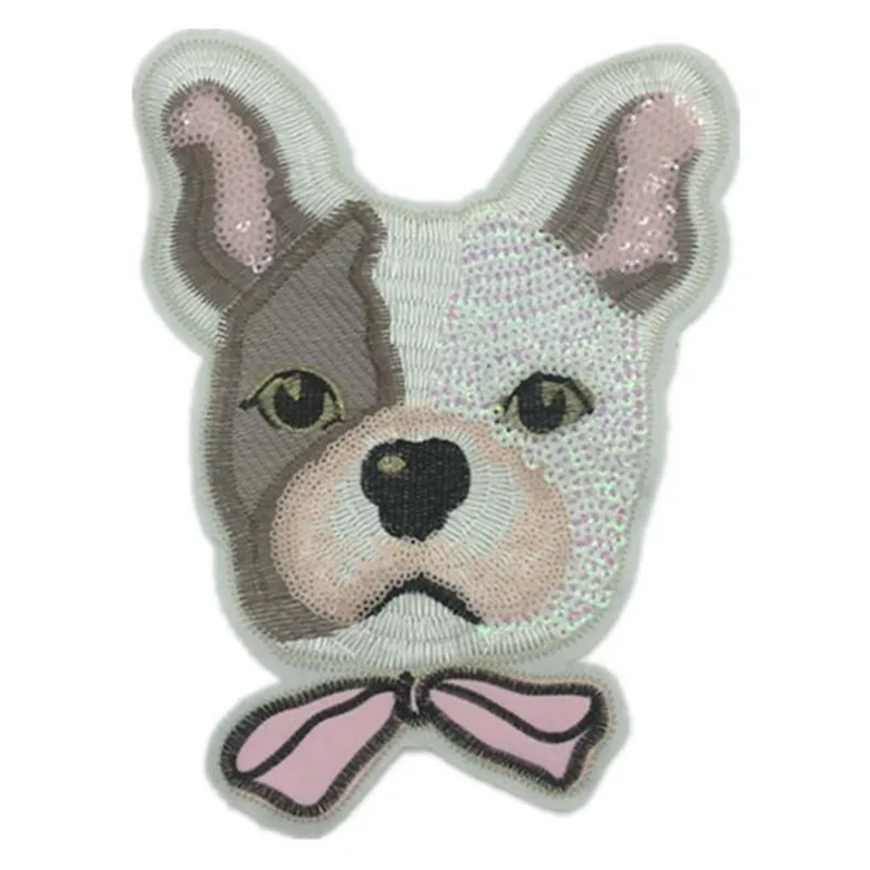 

Sequins Patch Ins Dog Head Patches For Clothing Sequined Large Biker Badge Strange things Stickers Diy Clothes Gifts