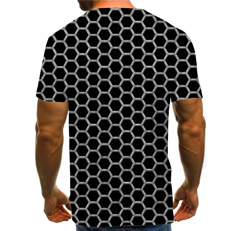 

Men Graphic T Shirts Round Neck 3D Print Short Sleeve Daily Tops Black Tees