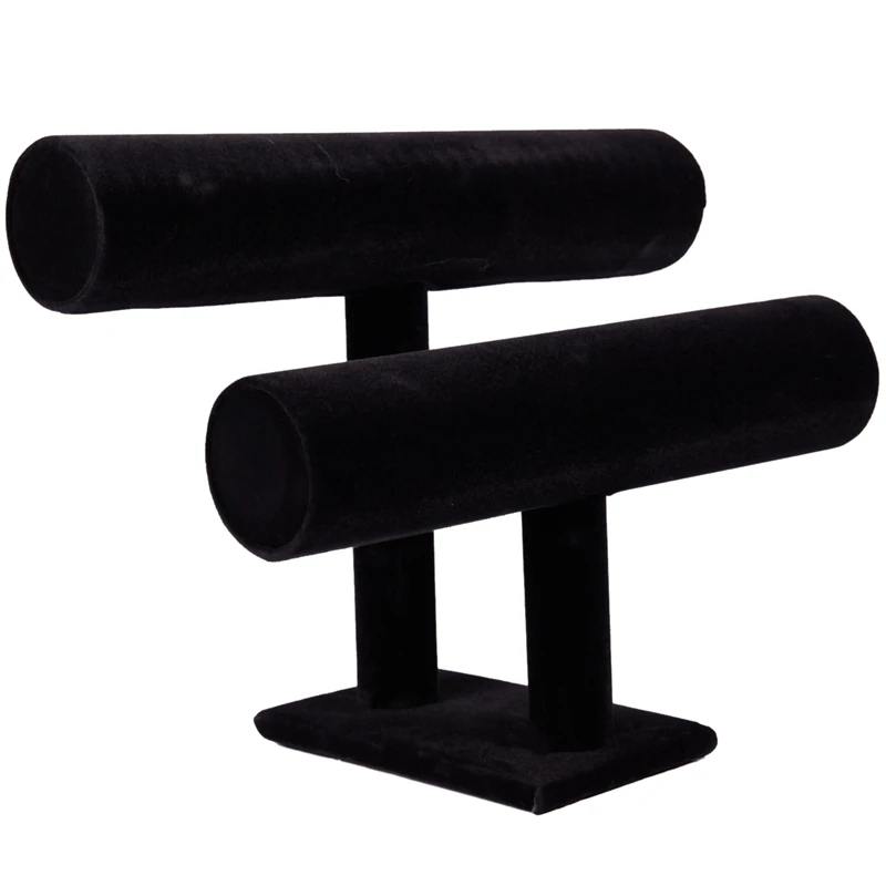 

2-Tier Bangle Bracelet Display Holder T-Bar Stand Black