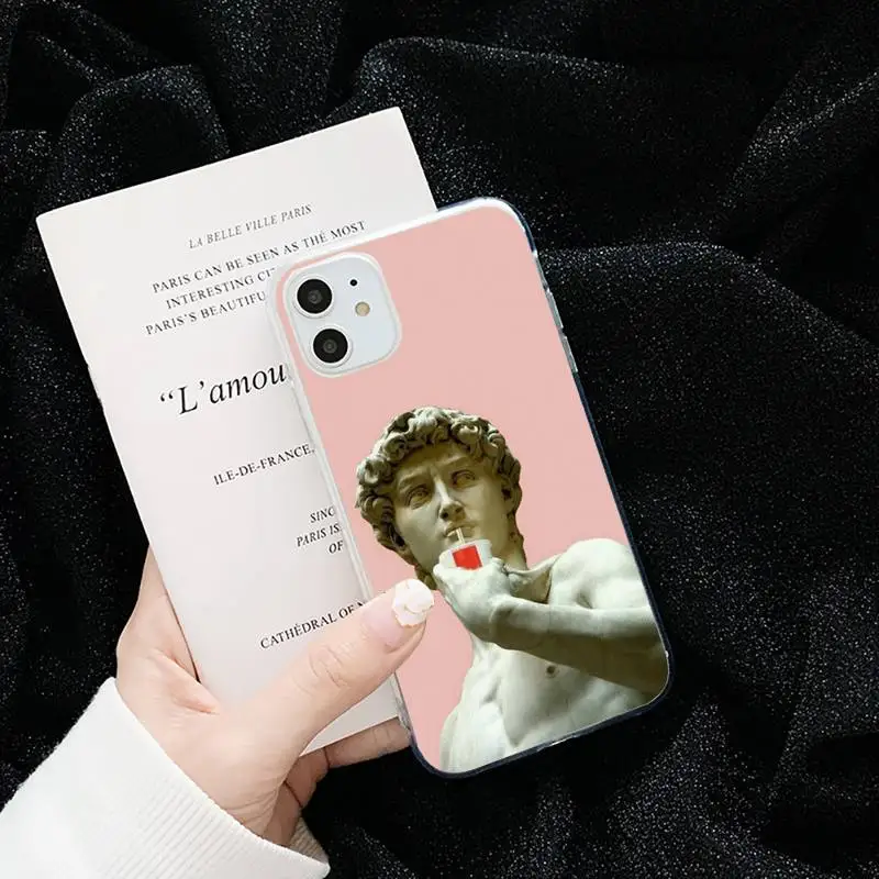 

David Medusa plaster art Phone Case Transparent for iPhone 6 7 8 11 12 s mini pro X XS XR MAX Plus cover funda shell