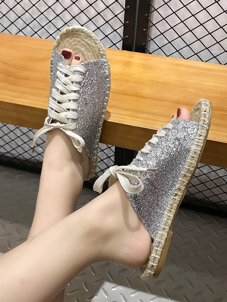 Женские сандалии с перекрестной шнуровкой модная обувь на плоской подошве со