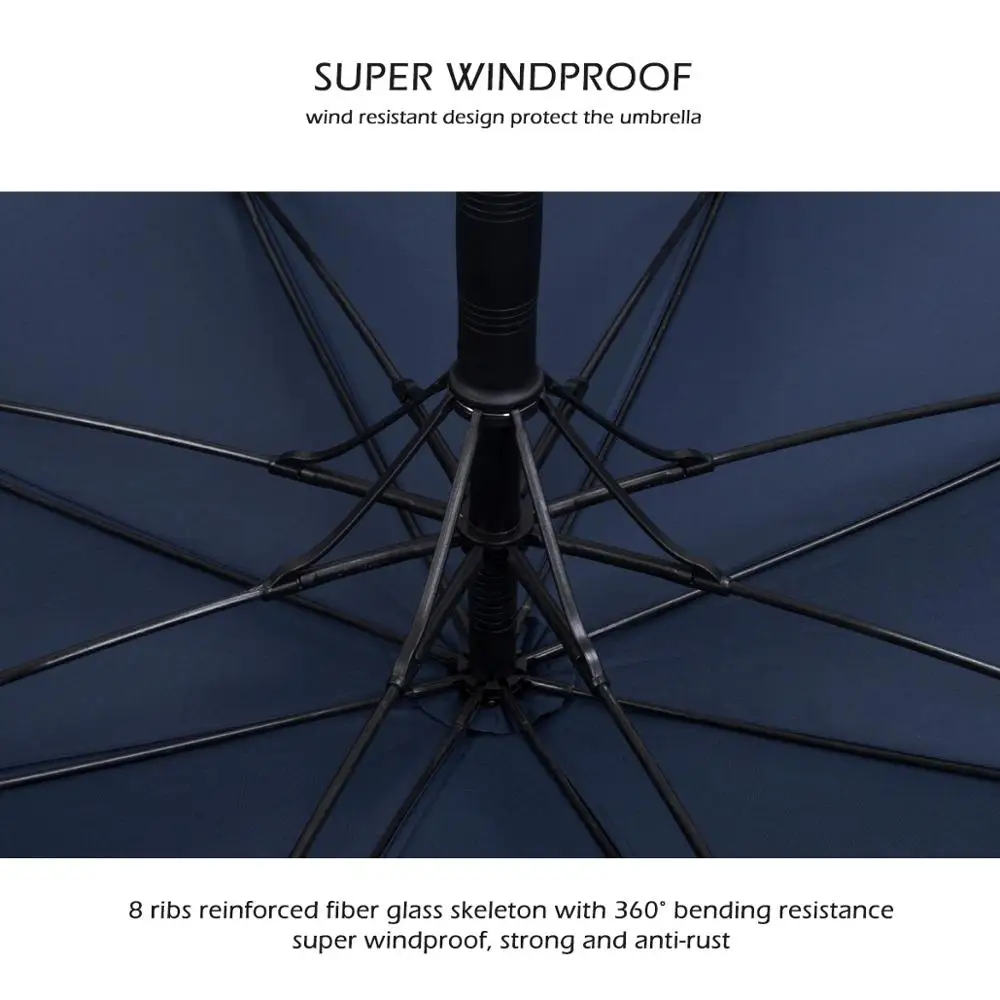 Leodauknow большой зонтик с длинной ручкой для дождя женщин и мужчин двойной слой 117 см