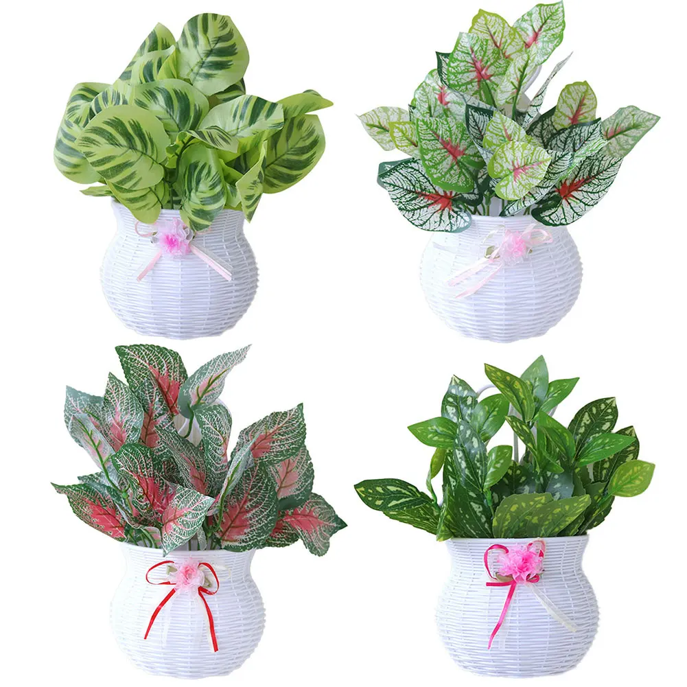 

Hanging Artificial Plant Leaves Bonsai Hanging Storage Basket Party Wedding Wall Decor Realistic Fine Workmanship Wall Decor