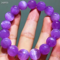 natural purple kunzite clear round beads bracelet 11 5mm cat eye crystal kunzite women men bracelet jewelry genuine aaaaaa