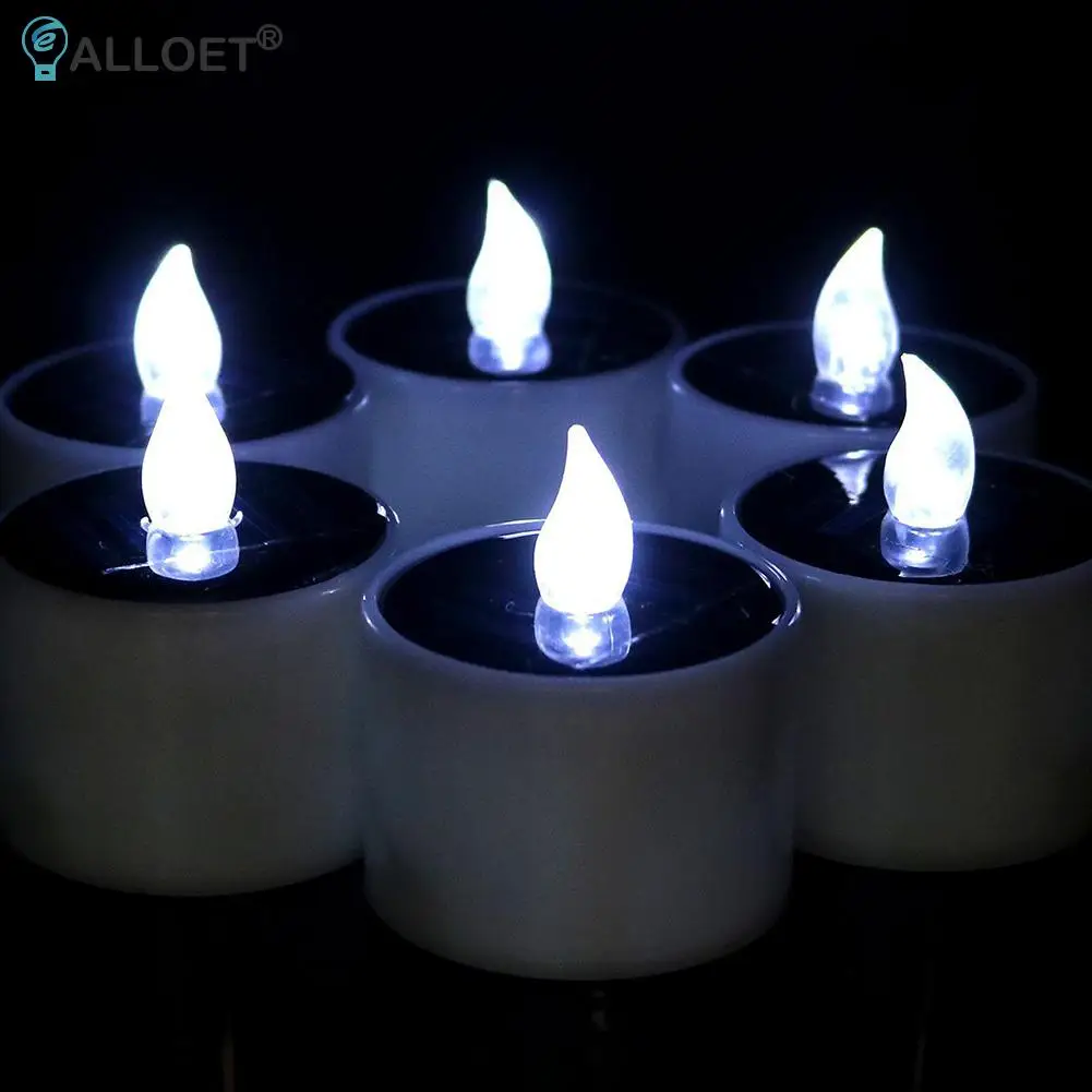 

LED Solar Candle Light Electric Flameless Simulation Candle Lamp Romantic Atmosphere Lamp for Valentines Day Wedding Party Decor