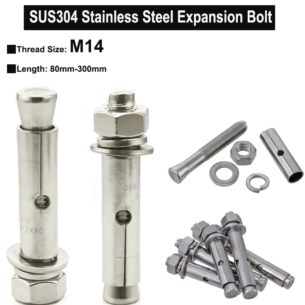 

1Pc M14 SUS304 Wedge Anchor Expansion Bolt Built-in Expansion Screw Passivation Finished Length 80mm-300mm