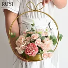 Металлическая корзина для цветов, Геометрическая ручная корзина, стойка для цветов, рождественские принадлежности для рукоделия, аксессуары для украшения дома