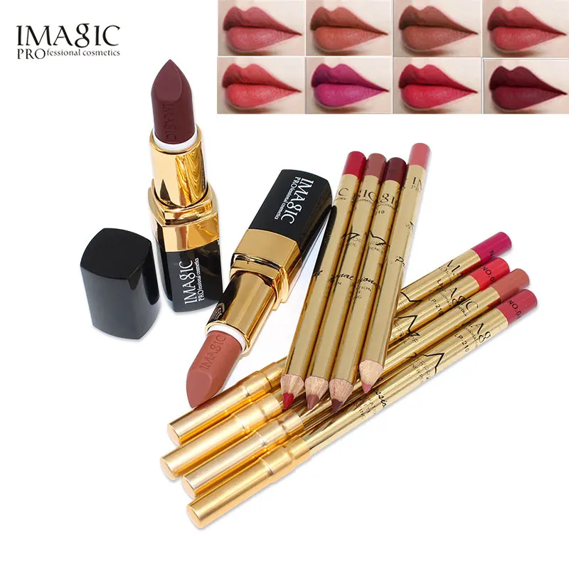 2 шт./лот IMAGIC Набор губной помады матовая помада + карандаш для губ 8 цветов