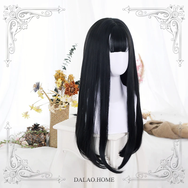 

High Quality Multicolor Harajuku Soft Girl Lolita JaneNye 65CM+ High Temperature Resistance Black Long Straight Wig