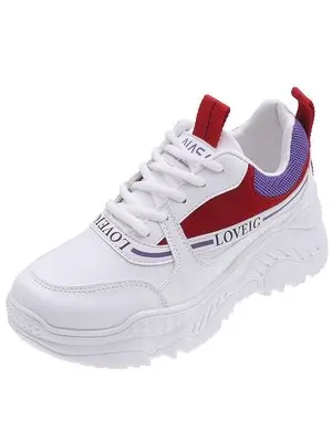 Red ALL YIXIE Новые искусственные кожаные женские платформенные кроссовки модные Casual белые увеличенные женские кроссовки большого размера 41 - Цвет: Red