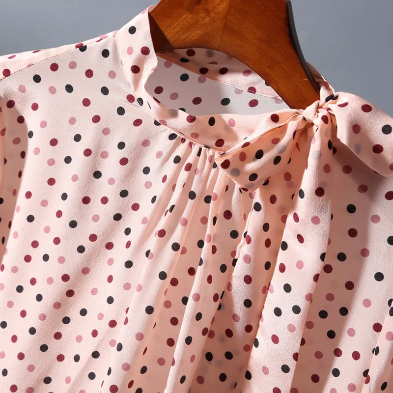 100% натуральная шелковая блузка женская рубашка с длинным рукавом Блузка в