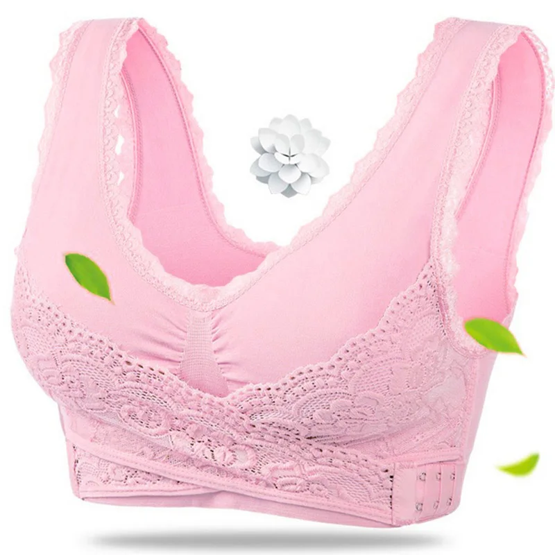 Женский бесшовный спортивный бюстгальтер с кружевной пряжкой сбоку