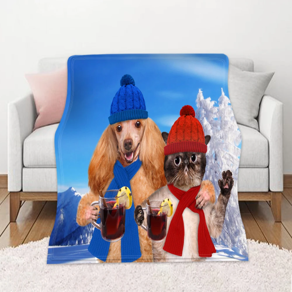 

Милый плед для кошек и собак, детское Фланелевое флисовое плюшевое одеяло для дивана, кровати, новинка, одеяло для любителей кошек