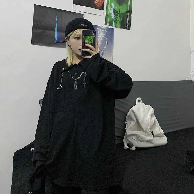 NiceMix в готическом стиле с длинным рукавом женская футболка одежда Harajuku Высокая