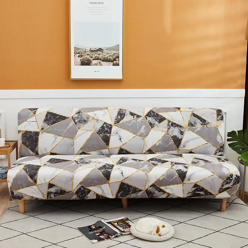 

Sofa without armrests Elasticity Geometric Couch Sofa Cover Slipcover elastic solid color couch cover Furniture Protector