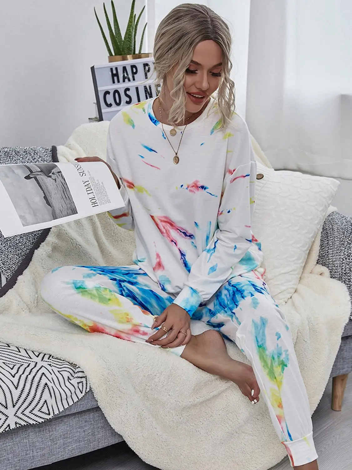 

O-Neck Ankle-Length Elastic Waist Cotton Time-Limited Short Top Fashion 2020 Tees Two-Piece Female Suit