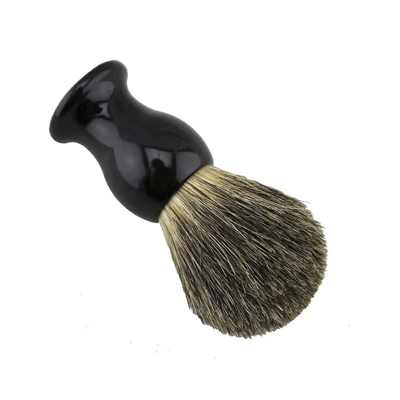 Серый чистый Барсучий помазок для бритья с черной ручкой из смолы и удаления