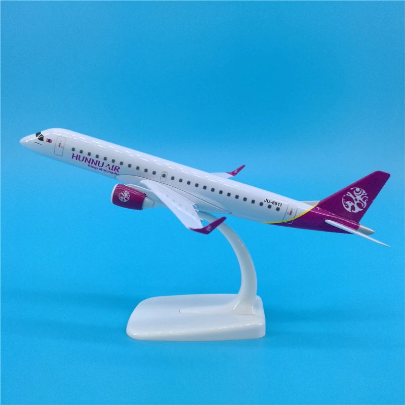 

20cm Airplanes Hunnu Air Airlines E190 EMBRAERERJ-190 Airplane Diecast Metal Plane Model Aircraft Kid Gifts Collectible Display