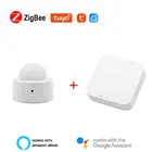 Датчик движения человека Tuya ZigBee, Пассивный инфракрасный датчик движения, Wi-Fi, встроенный аккумулятор