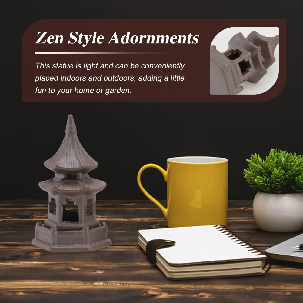 

2Pcs Microlandscape Adornments Ceramic Pavilion Statues Flowerpot Ornaments