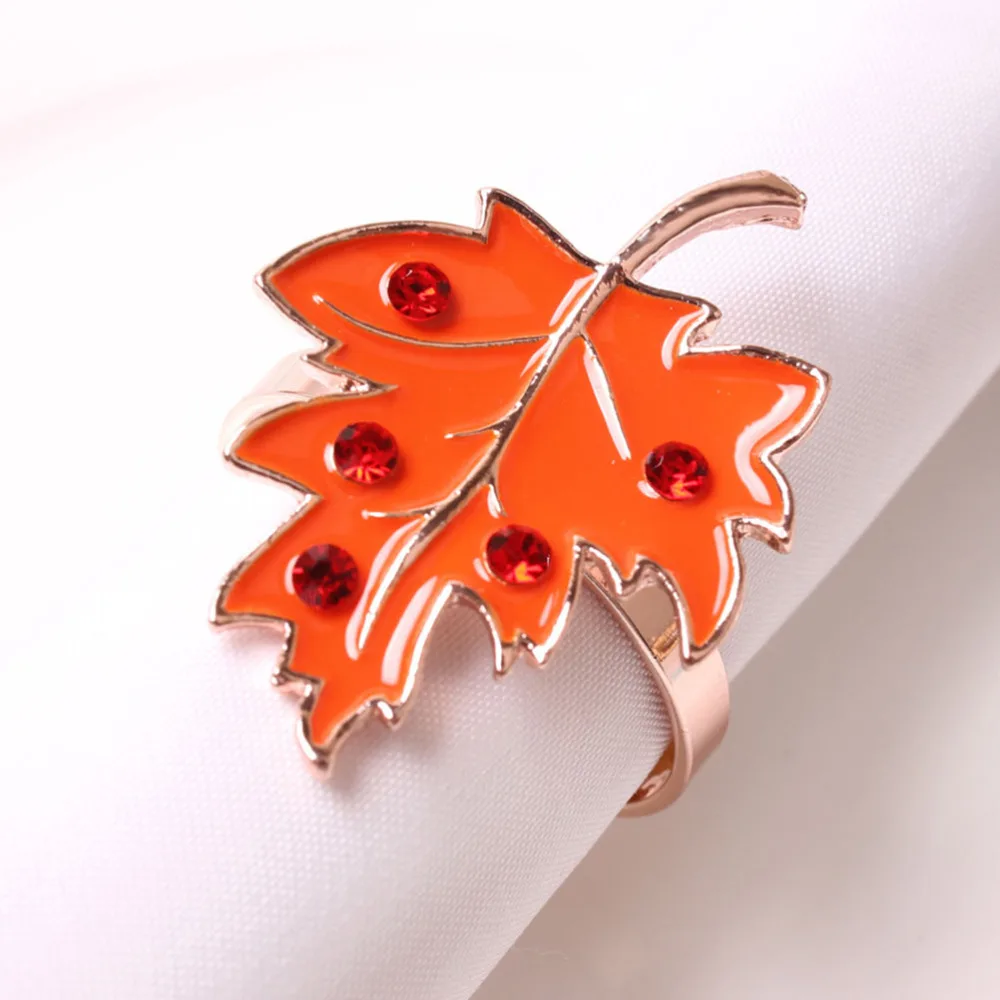 

4pcs Exquisite Maple Leaf Shape Napkin Rings Napkin Decorations