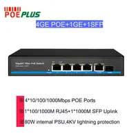 4 ports  POE switch 10/100/1000Mbps with 1 GIGA sfp fiber uplink port and 1 RJ45 uplink
