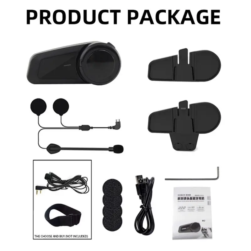 

Pogongshi 1000m Motorcycle Bluetooth Helmet Headset Intercom Full Duplex Wireless Motor Headset Waterproof Cuffie Stereo